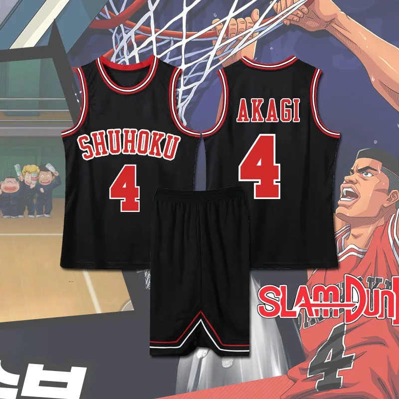 SS13Anime Sakuragi Hanamichi Shohoku Kaede Rukawa Cosplay negro equipo de baloncesto Jersey Top Slam Dunk Cos Jerse