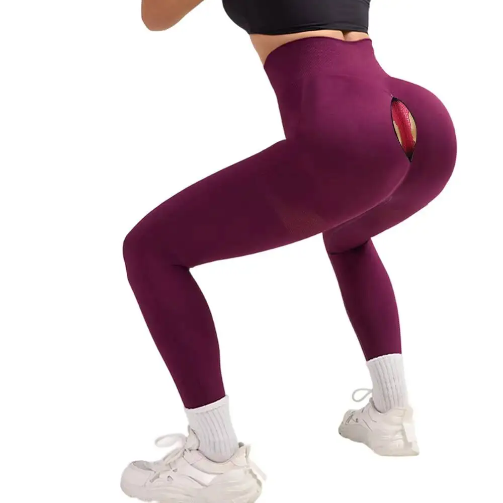 

Zipper Open Crotch Women Tummy Control Leggings High Waist Gym Petite Workout Yoga Pants