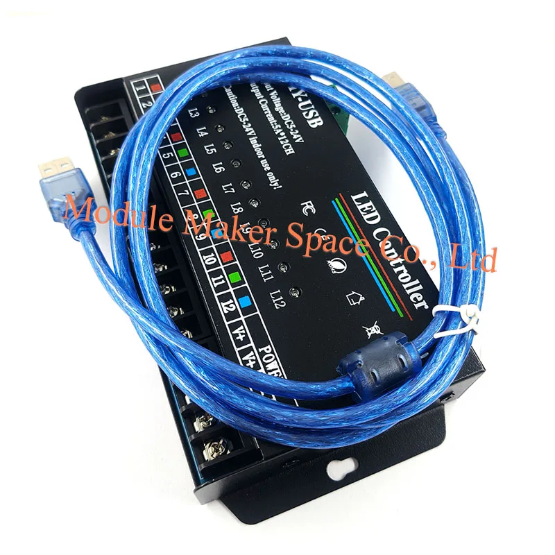 DIY-USB 12-Channel Programmable LED Controller for Single Color Strips Supports Marquee, Water Flow, Flash Effects 5V/12V Dimmer