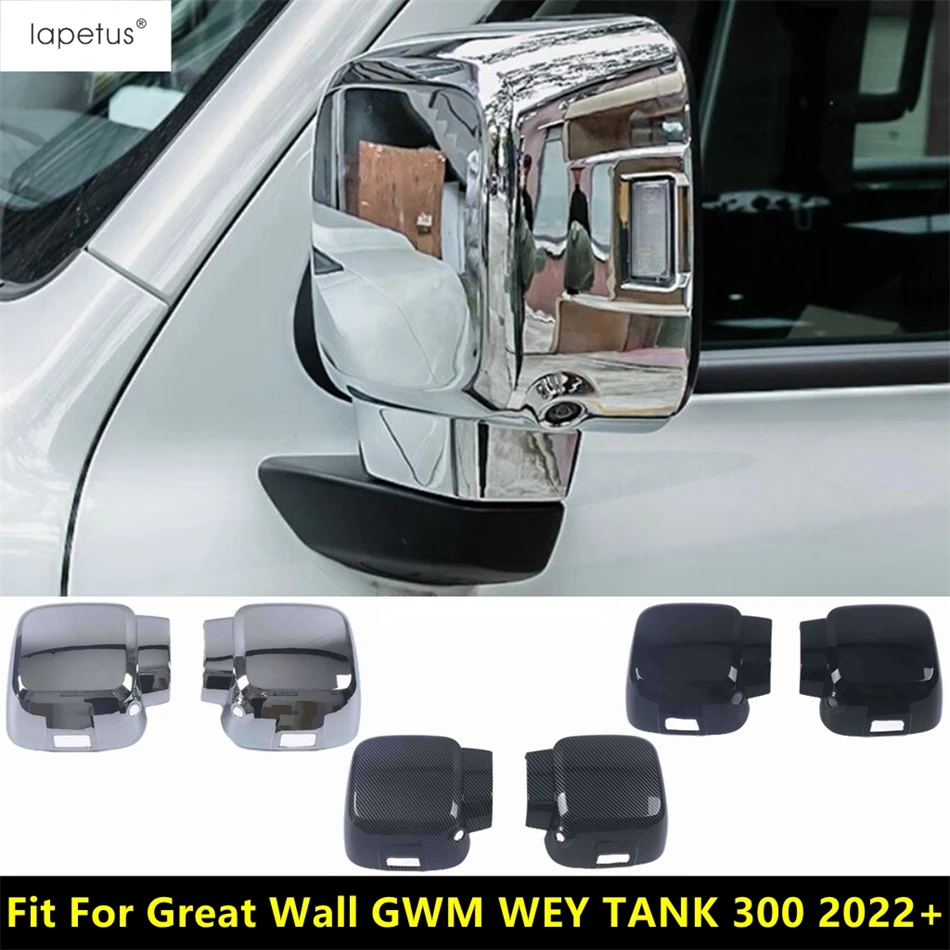 

For Great Wall GWM WEY TANK 300 2022 - 2025 Accessories ABS Chrome / Black / Carbon Fiber Car Side Rear View Mirror Cover Trim