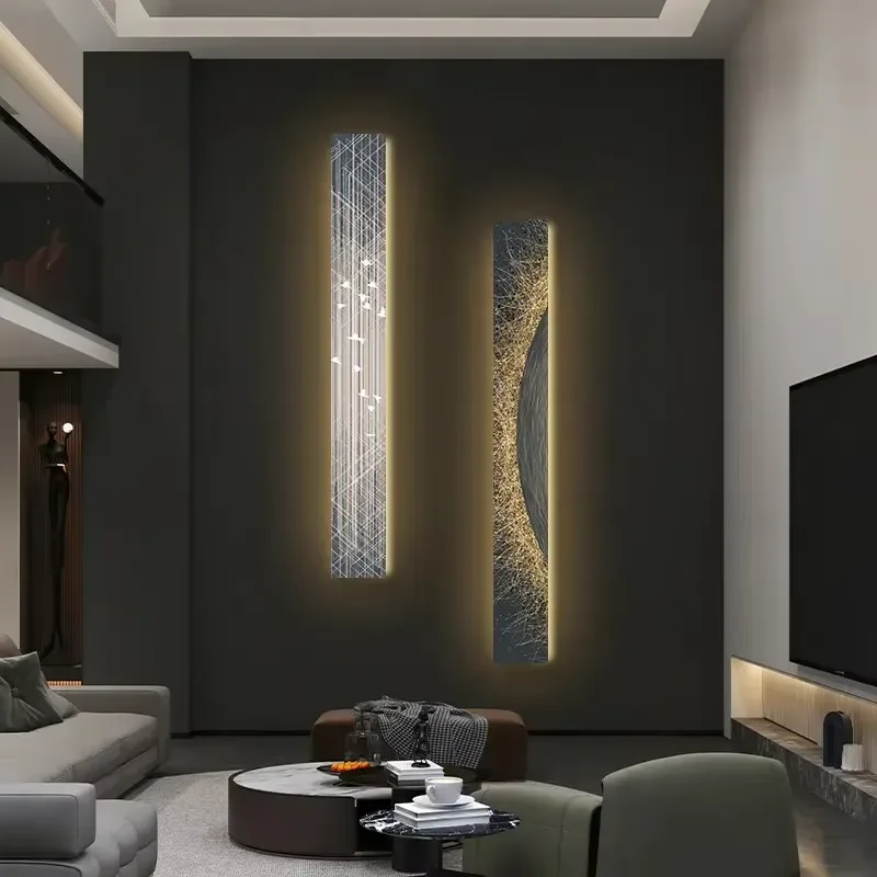 Modern Art LED Luminous Wall Lamp with Decorative Painting for Living Room Corridor Home Interior Decor with Multi-Plug