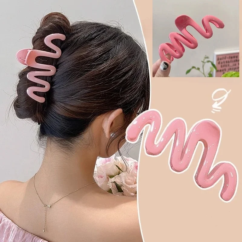 Wave Krab Klauw Clips Vrouwen Koreaanse Plastic Haai Haar Clips Geometrie Hoge Paardenstaart Barrette Haarspeld Meisje Haaraccessoires