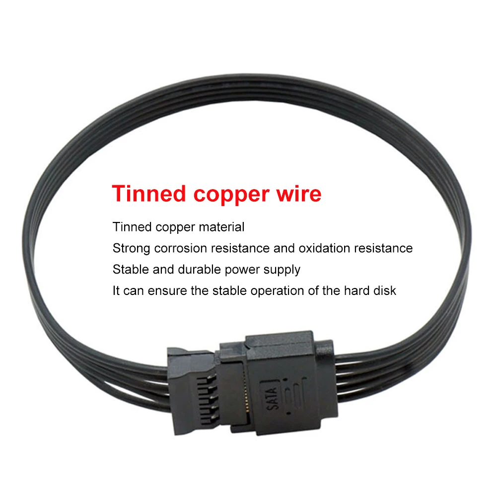 Adaptador de Cable de expansión SATA de 15 pines macho a hembra 1 a 1 2 3 4 5 Cable conector para interfaz de disco duro de ordenador Cable de alimentación