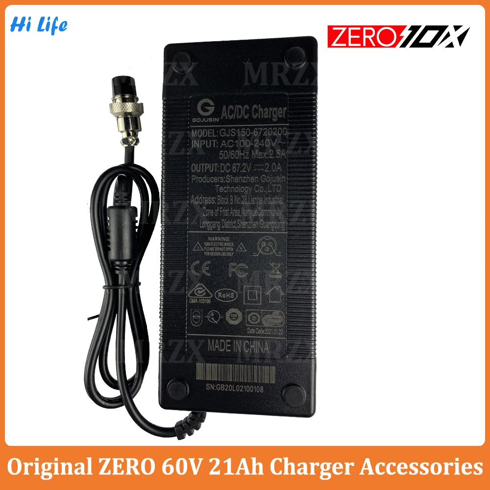 Zero Original Charger for Zero 8X 11X 10X DDM Mini Plus Electric Scooter 52V 60V 72V Charger Spare Parts