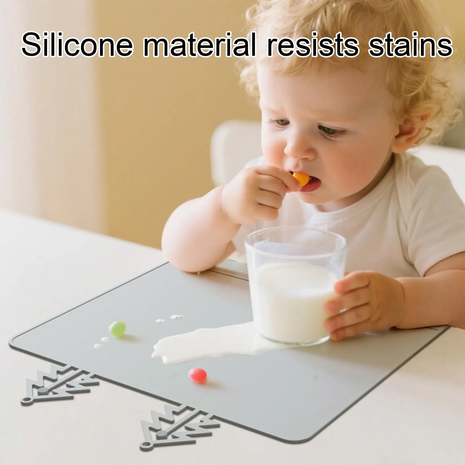 Baby Restaurant Placemat Washable Non-Slip Mat Dining Table Mat With Anti-Collision Edge For Kids Table Food Eating Dining