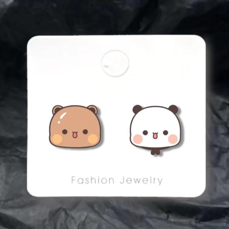 2024 New Small Panda Bubu And Yier Silver Needle Ear Studs Cosplay Cartoon Ins Style Ear Studs Peripheral Cute Gift