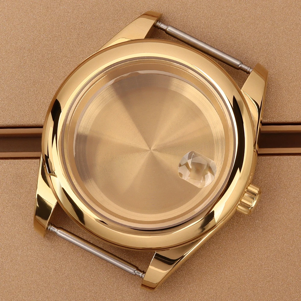 Luxury Gold 36mm/39mm Watch Case Sapphire Glass For NH34 NH35 NH36/38 Miyota 8215 Movement Polished 316L Steel Oyster Watch Part