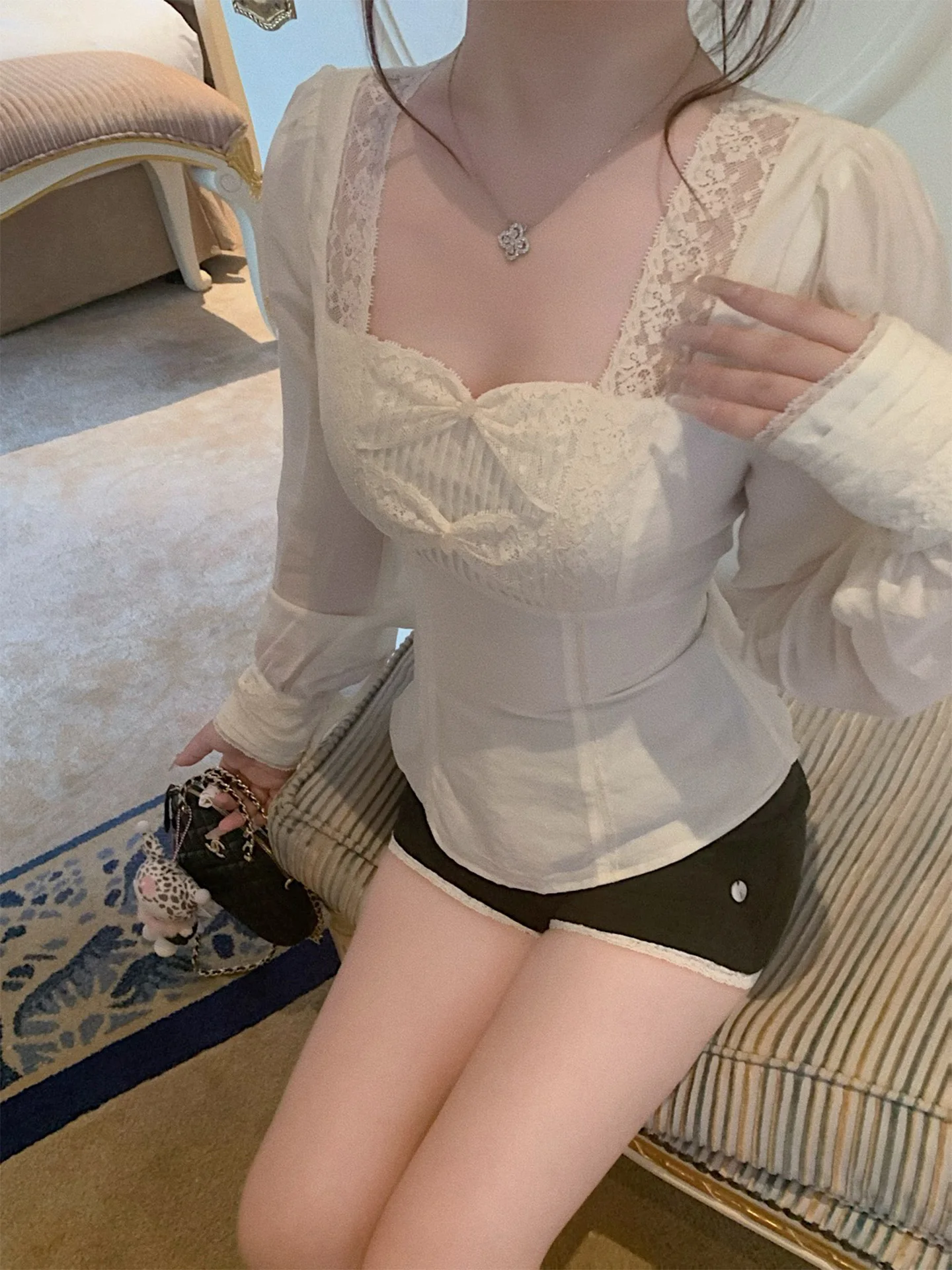 

aph Изысканная антикварная шелковая шерстяная одежда с завязками на талии и рюшами Princ Sle Long Sve, женская модная осенняя одежда