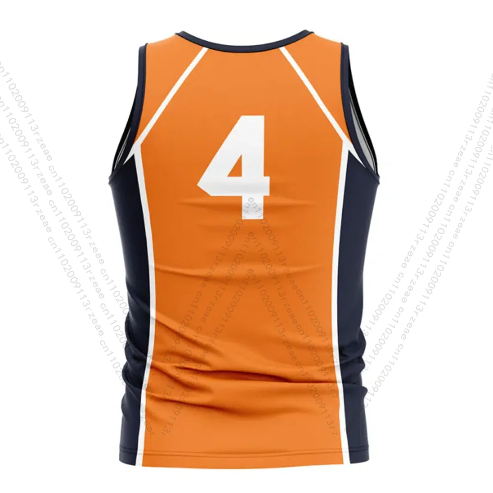 Uniforme scolastica Anime Haikyuu Nishinoya # 4 Canotta Costume Cosplay da uomo Maglia da pallavolo con stampa Abbigliamento sportivo Gilet per bambini traspirante