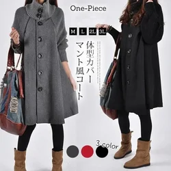 Frauen Lange Rollkragen Jacken Dicken Graben Wolle Casual Lose Mantel Einreiher Lange Blends Mäntel Elegante Herbst Winter Jacke