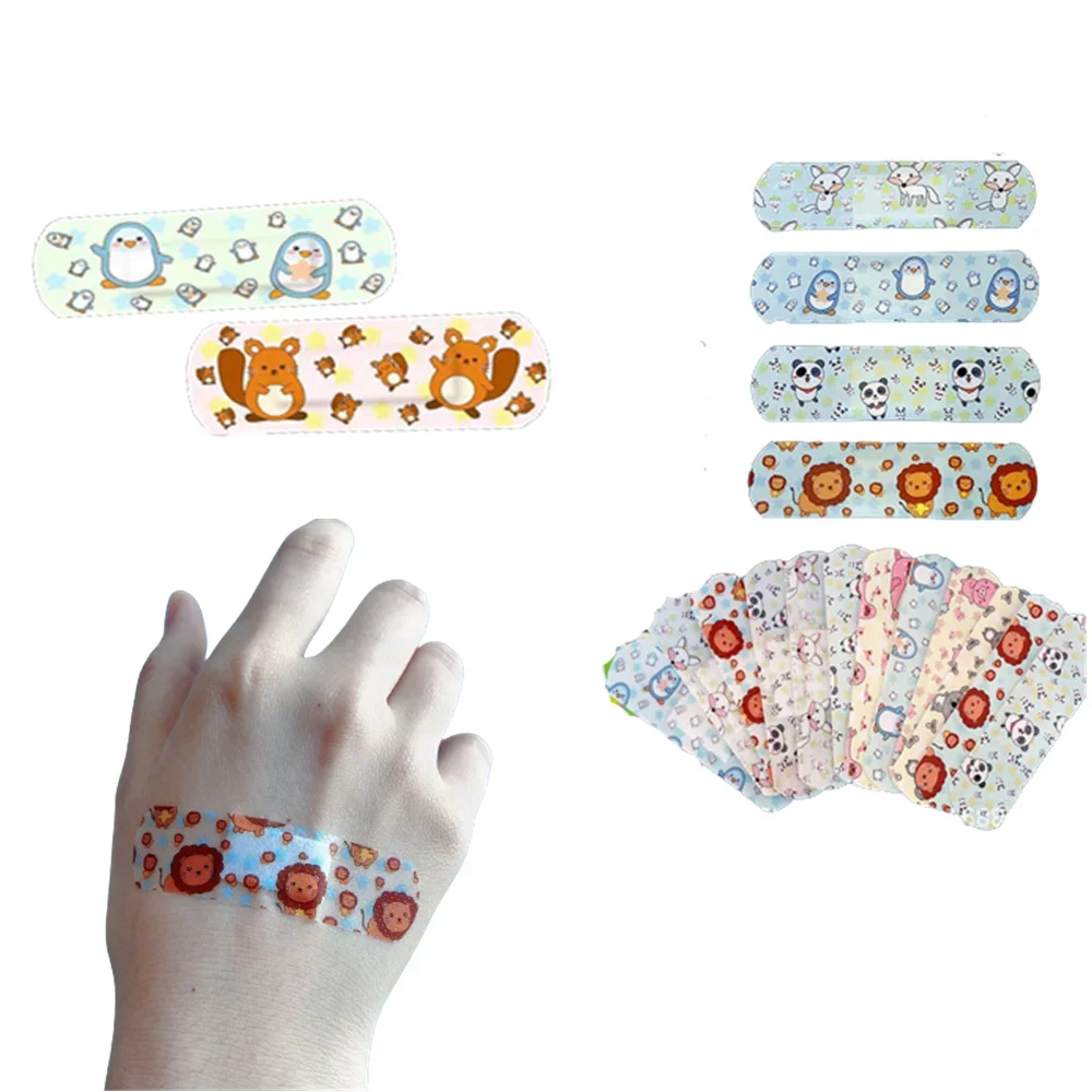 Kawaii Cartoon Band Aid Tiras, Bandagens adesivas para o bebê, crianças, Remendo de primeiros socorros, Molho para feridas, Fita de gesso, Woundplast, 100pcs