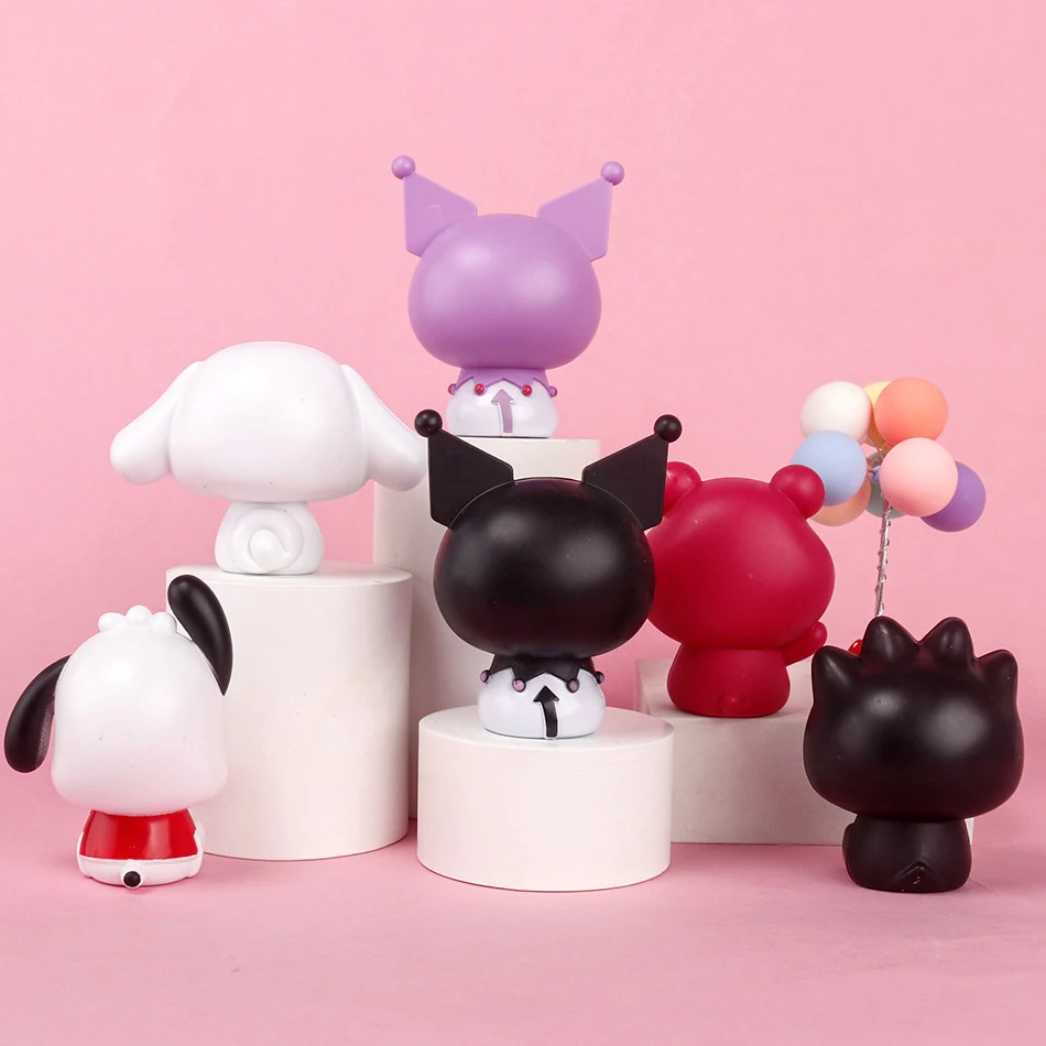 Sanrio kuromi cinnamoroll pachacco modelo q versão boneca de cabeça grande anime desenho animado decoração de bolo de aniversári