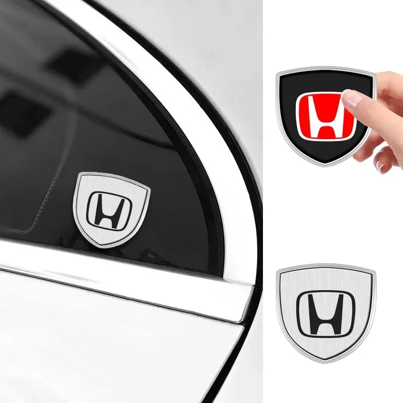 1/2pcs Metal Shield Car Sticker Badge Body Decoration Emblem Auto Exterior Accessories For Honda Civic Accord CRV Hrv Jazz