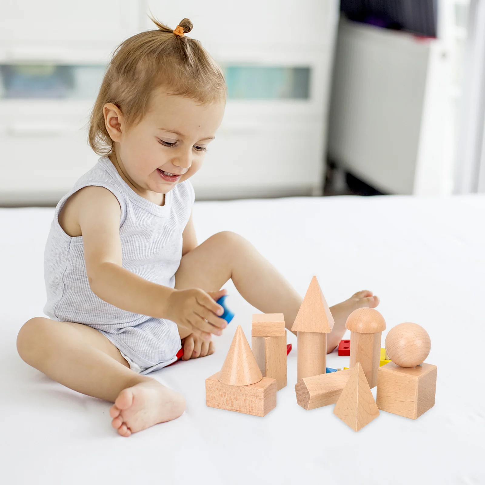 12 Pcs Geometric Solid Blocks Geometry Model Kids Toys Preschool Manipulatives Mini Puzzles Wooden Child Tools