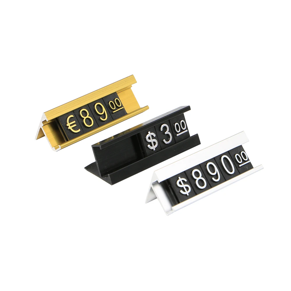 Price Tag Dollar Euro Number Digit Cubes Clothes Phone Laptop Jewelry Showcase Counter Price Label Sign Display Stand