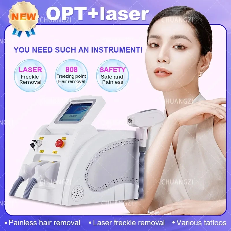 

OPT 2024 NEWEST Laser 2 In 1 Nd Yag Tattoo Removal Machine IPL Laser Hair Removal Machine ND YAG Tattoo for Salon