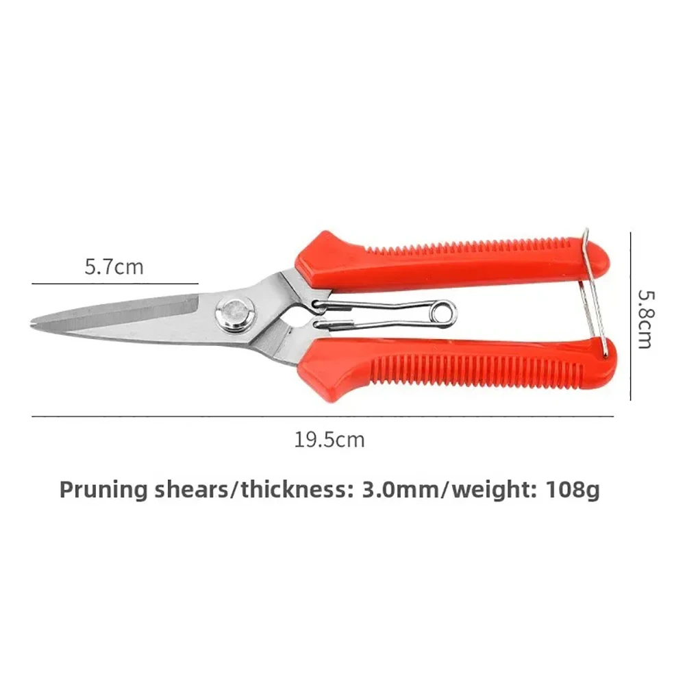 Straight Head Pruning Shears Non-slip Handle Stainless Steel Handle Garden Scissors for Bonsai Household Branch Nursery Trimming image 4