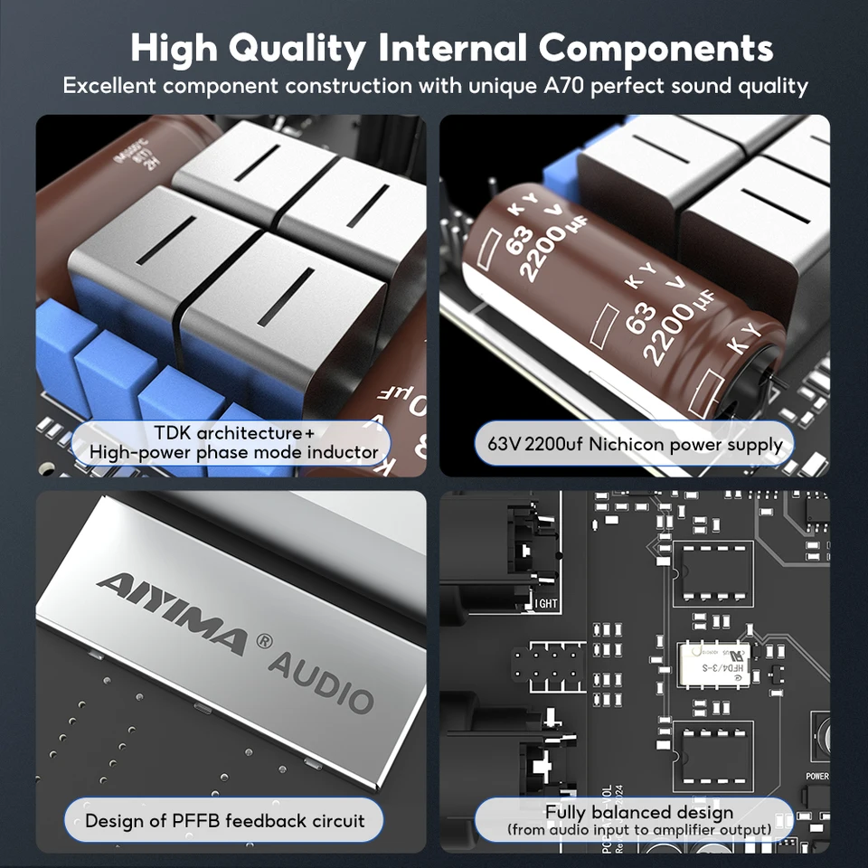 AIYIMA A70 Audio Amplifier Power 300Wx2 TPA3255 With Pffb 12V