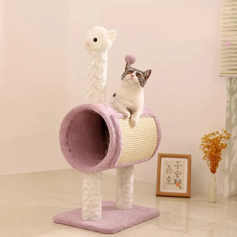 

Cat Climbing Frame Grab Board Alpaca Multi-Functional Cat Tree Nest Climbing Shelf Integrated without Covering an Area