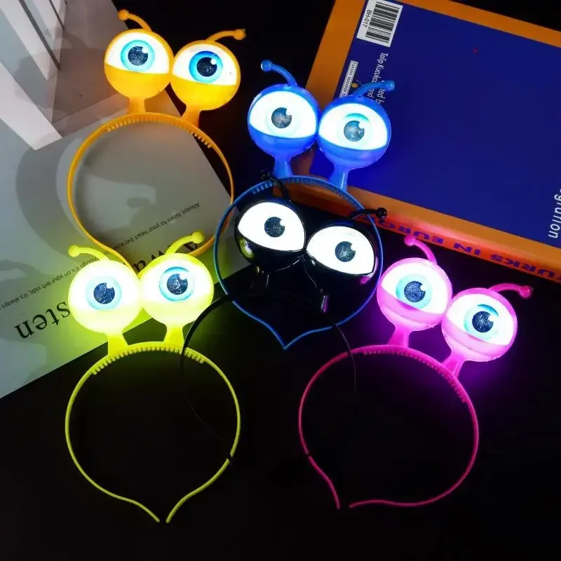 

10pc Mixed color Flashing Eyeball Hair Band Party Ball Halloween Headwear Prop Glowing Large Eyes Alien LED Headband