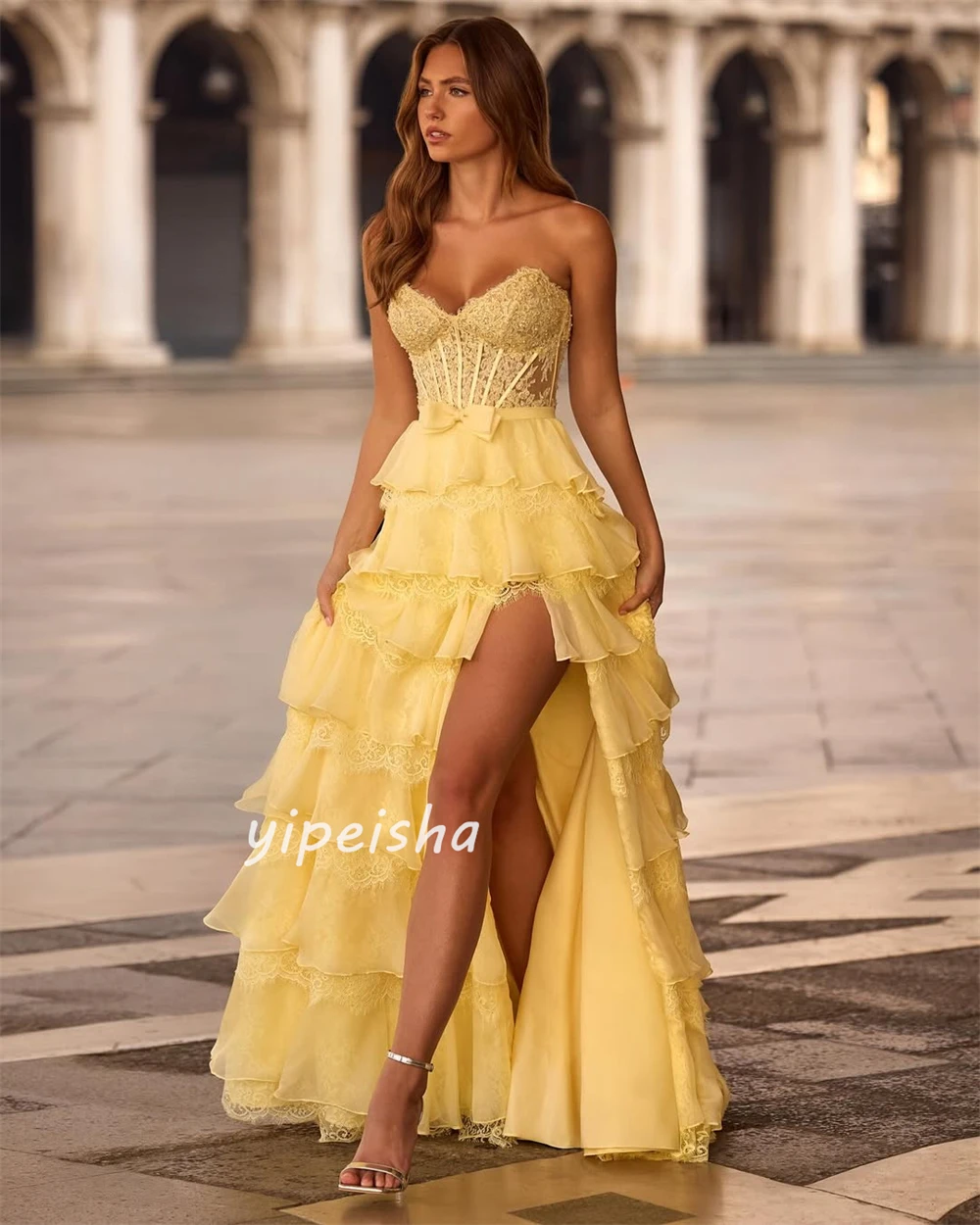 Personalizado estilo moderno elegante jérsei renda em camadas a linha querida vestidos longos sob medida vestidos de ocasião tamanhos disponíveis sexy