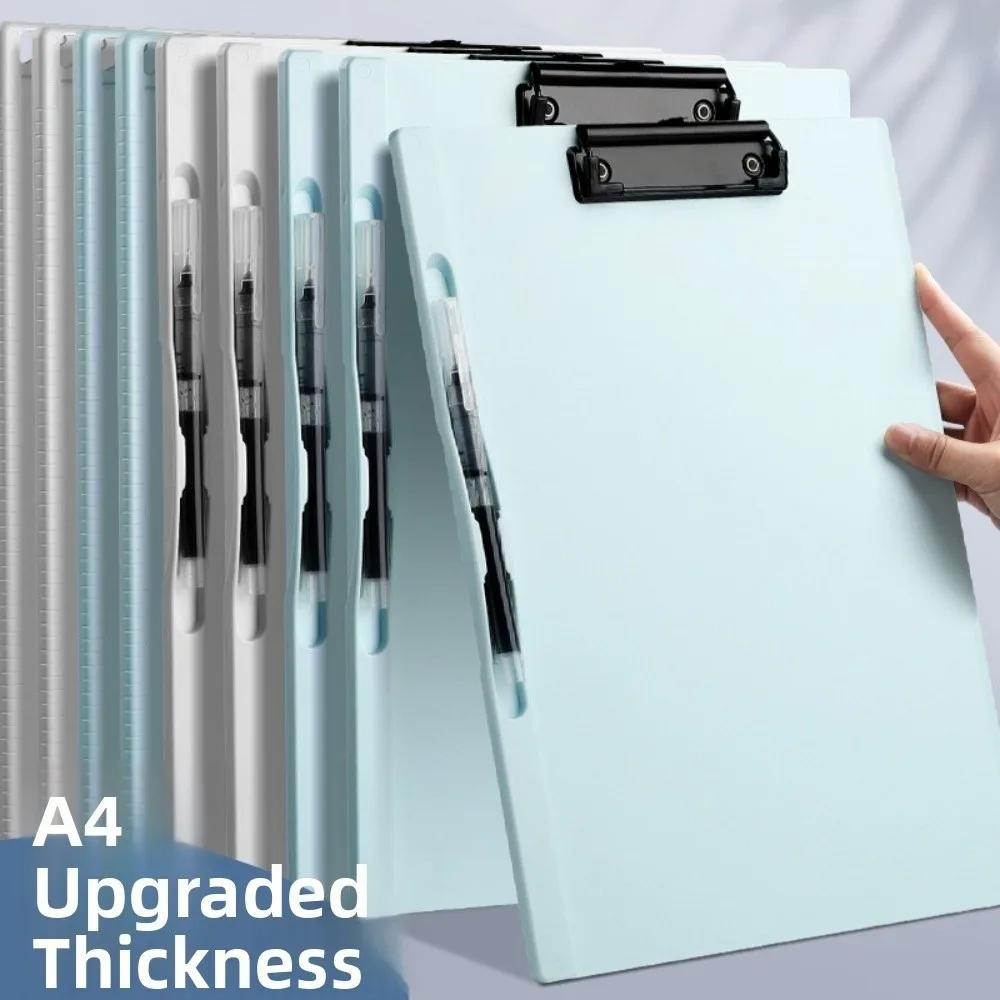 

A4 File Folder Clipboard Plastic with Pen Holder Writing Clipboard Metal Clip Letter Size Paper Organizer Stationery