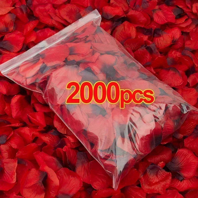 100-2000Pcs Artificial Fake Rose Petals Colorful Red White Gold Roses Petal Flowers for Romantic Wedding Party Favors Decoration