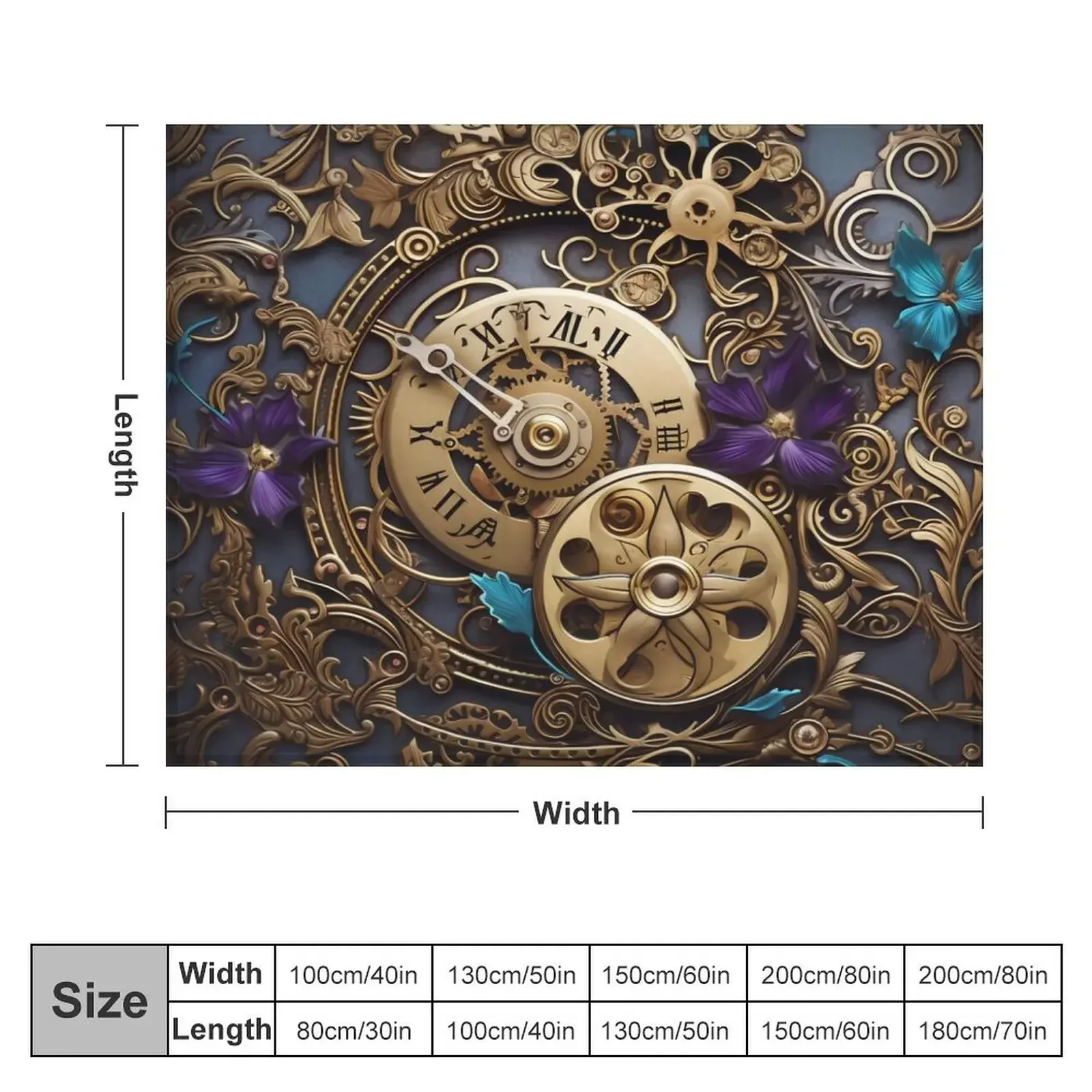 Steampunk Flowers and Rusty Clockwork with Dark Background Throw Blanket For Sofa Thin christmas decoration Blankets