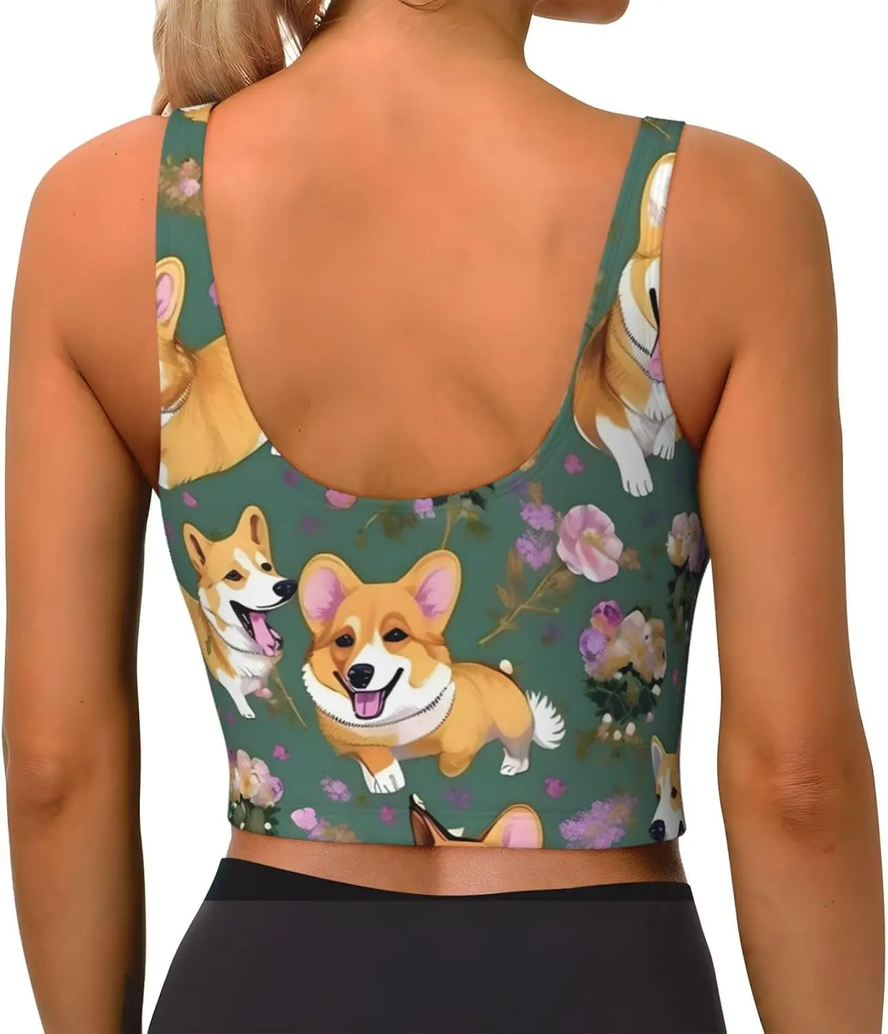 コーギー花柄冬のファッション女性スポーツベストヨガワークアウトベスト女性のための軽量夏