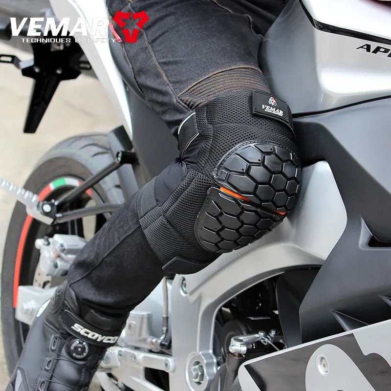 Cheap High Quality VEMAR Motorcycle Knee Protector Summer Bike Knee Brace Anti-fall Leg Protection Riding Motocross Knee Pads