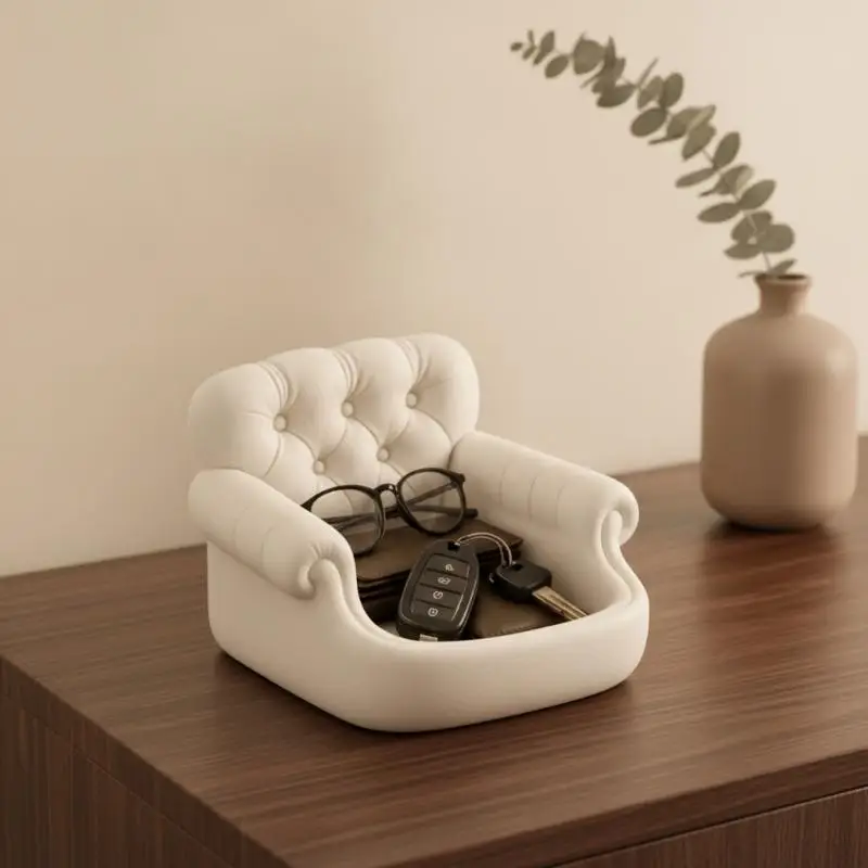 3D Relief Tufted Sofa Storage Tray Multifunctional Valet Tray for Keys Jewelry Watch Coins Desk Organizer