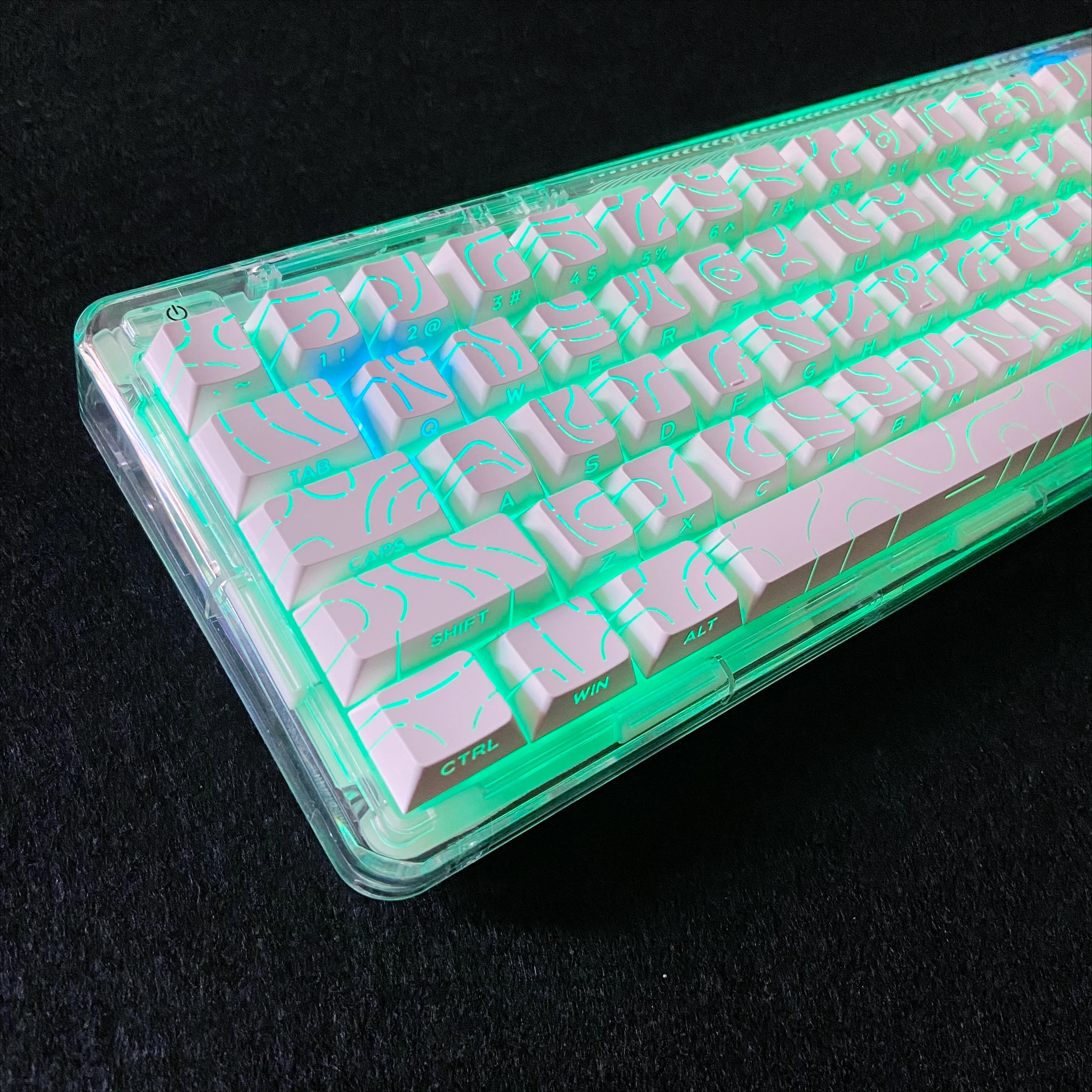 Black White Contour Lines Translucent Keycaps Side Engraving Cherry Profile Key Cap 60 70 80 90 100 Layout Mechanical Keyboard