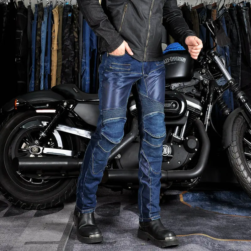 2026 Fashion Men's Summer Mesh Breathable Motorcycle Riding Jeans Stretch Anti-Fall CE Protective Outdoor Off Road Biker Pants
