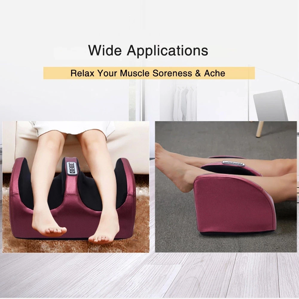 Masajeador de pies eléctrico de compresión caliente, terapia de calefacción, rodillo de amasamiento Shiatsu, relajación muscular, alivio del dolor,