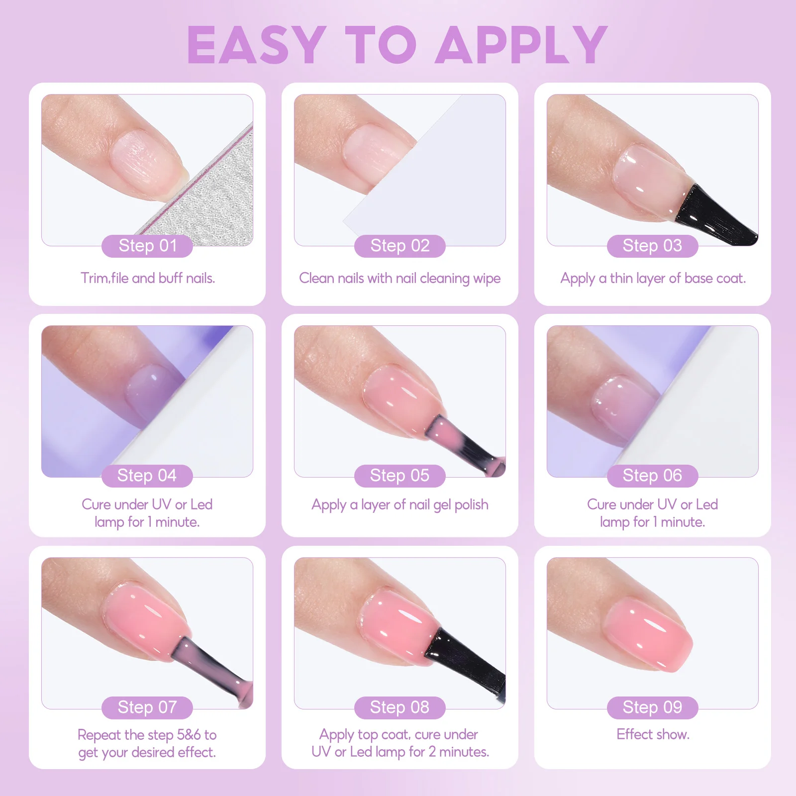 PEACECOLOR 6-teiliges 7-ml-Nagelgelee-Gel-Nagellack-Set – rosa, nackt, milchig blau, lebendige Farben, langlebiges Nail-Art-Gel-Geschenk für Frauen