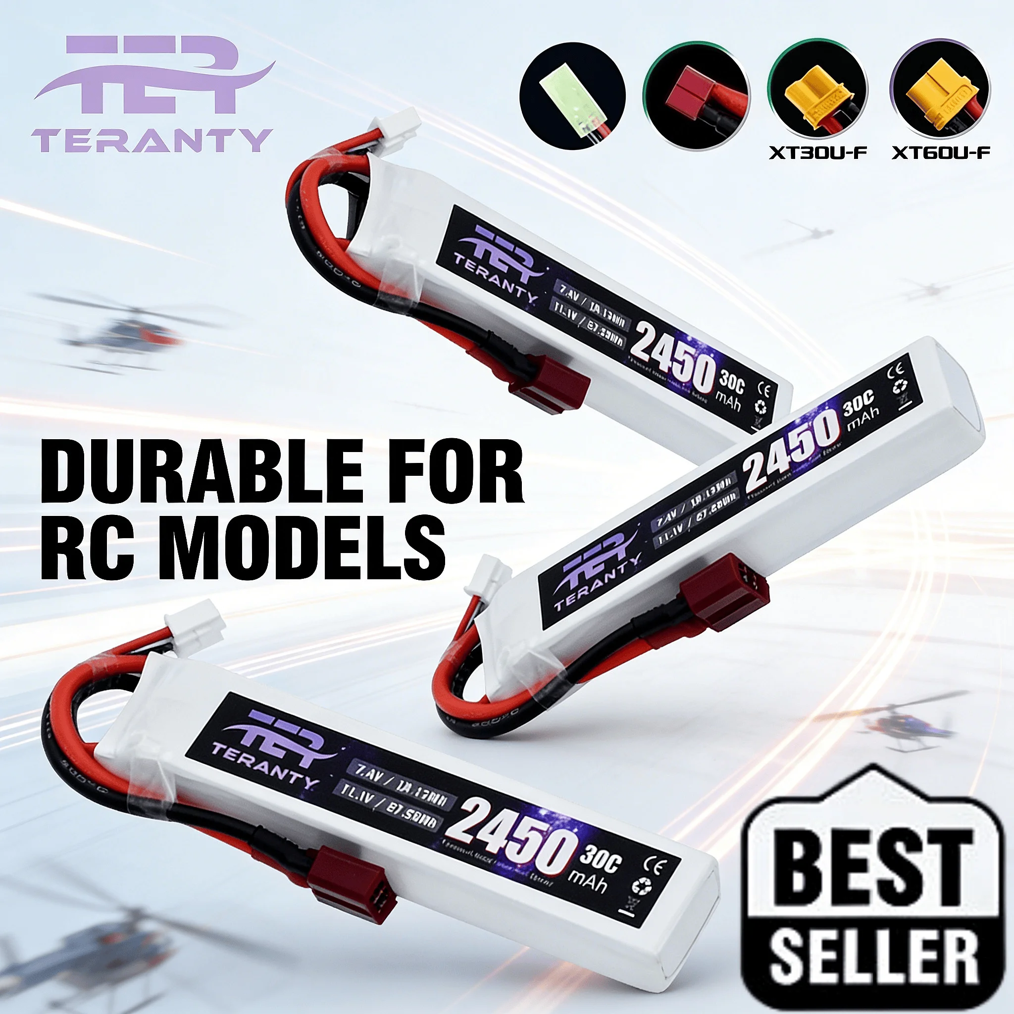 

11.1V 3S 2450mAh 30C Lipo Battery with Deans T Plug, High Discharge for Airsoft Gun, Water Gun, Electric Toy, RC Vehicle