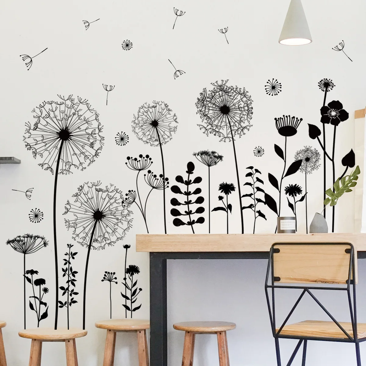 2pcs Simple Dandelion Self-adhesive Wall Sticker Wall Painting For Bedroom Wall Living Room Children's New Home Decoration