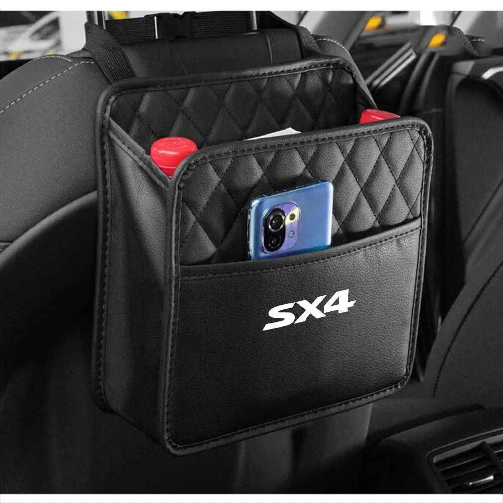 Car Back Seat Storage Bag  Hanging Bag Box Paper Towel Phone Storage Trash Can Anti-Kick Mats Large Capacity  for Suzuki SX4