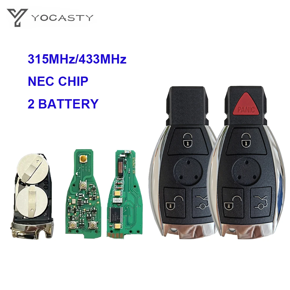 YOCASTY 2 Battery 433MHz/315MHz NEC Chip Remote Key For Mercedes Benz For A B C E S Class W203 W204 W205 W210 W211 W212 W221