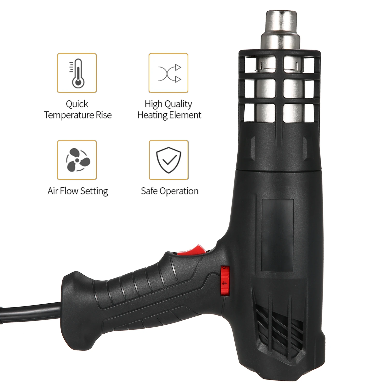 آلة تسخين الهواء الساخن درجات الحرارة قابل للتعديل جهاز التدفئة المحمولة المحمولة آلة تسخين الهواء الساخن 1600-2000 واط 60 ~ 600 ℃