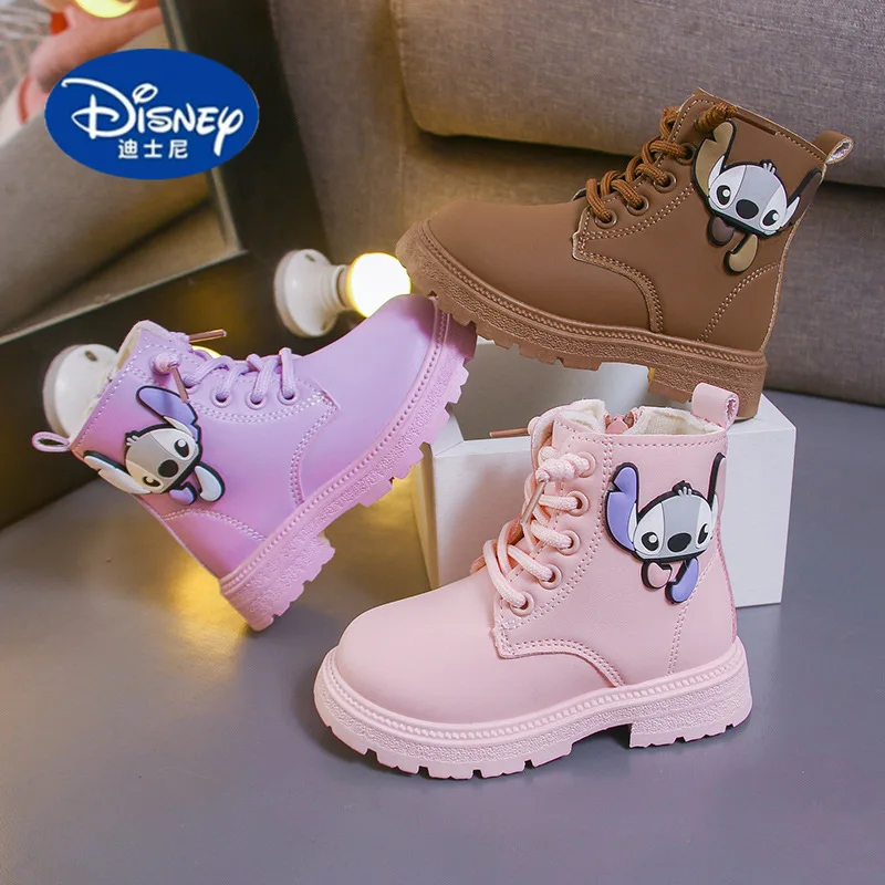 

Непромокаемые ботинки Disney для девочек, дышащие, детские кожаные ботильоны, прочная школа в британском стиле