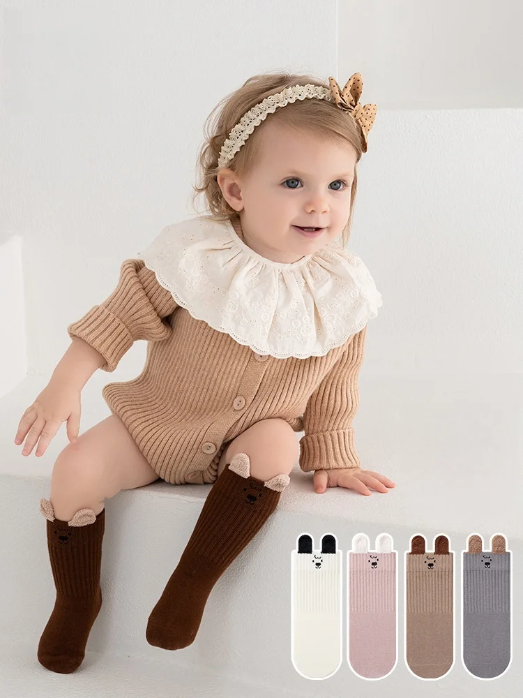 

Милые плюшевые детские носки с ушками для щенков, эластичные носки до середины икры для мальчиков и девочек, мягкие, приятные для кожи носки, теплые осенне-зимние детские носки