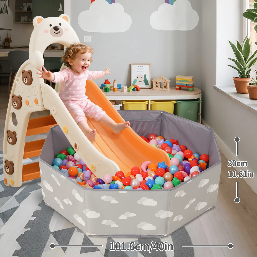 1PC 100CM 8-sides Ball Pit Pool Ball Pit Pool Oxford Cloth Smooth Surface Cute Patterns Folding for Kids Play (No balls)