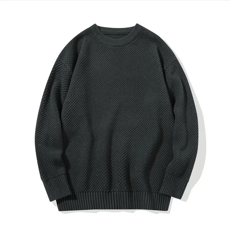 

New Trendy Solid-color Simple and Loose Sweater for Young Men, Casual and Versatile, Thickened Pullover Knitted Sweater S-2XL