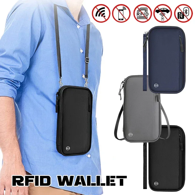 

Дорожный кошелек, противоугонный RFID-держатель для паспорта, многофункциональный кошелек для монет, защитный чехол для документов, подвесной чехол на шею