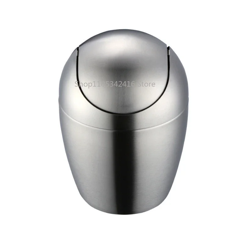 Mini 304 Stainless Steel Oval Trash Can, Swing Lid Desktop Waste Bin - SmallColorful Garbage Container for Office Bathroom Table
