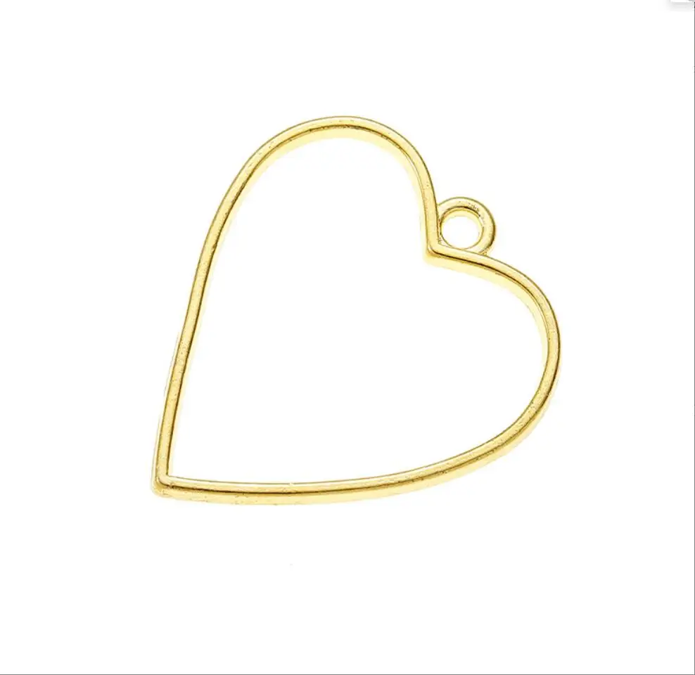 

100 шт., 34*30 мм, металлический сплав, двухцветные, двусторонние, полые подвески в форме сердца для изготовления ювелирных изделий, рукоделия, F0104