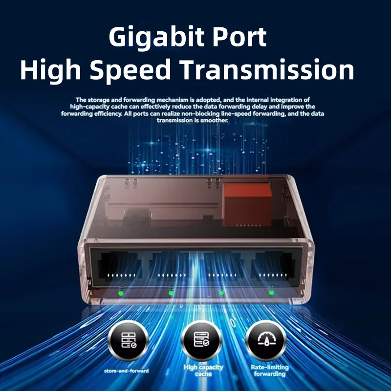 1Gbps 5Ports Network Switch Internet Splitter RJ45 LAN Hub Stable Ethernet Adapter for Router PC TV Simultaneously Networking