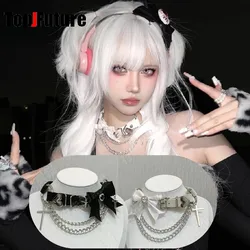 Women Men Harajuku Gothic Lolita Cosplay Punk layer necklace Y2K Girl Colla bow cross chain leather button choker spider chokers