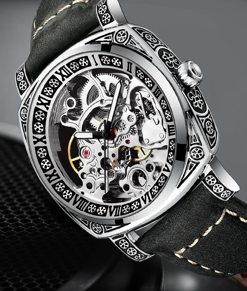 Hot selling 2024 new men's luminous waterproof multifunctional carved mechanical watch